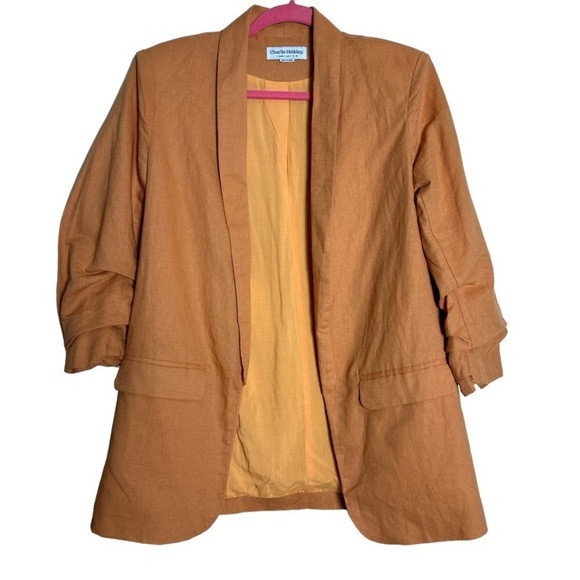 Charlie Holiday Open Front Linen/Cotton Blazer Size 4 - Picture 1 of 8